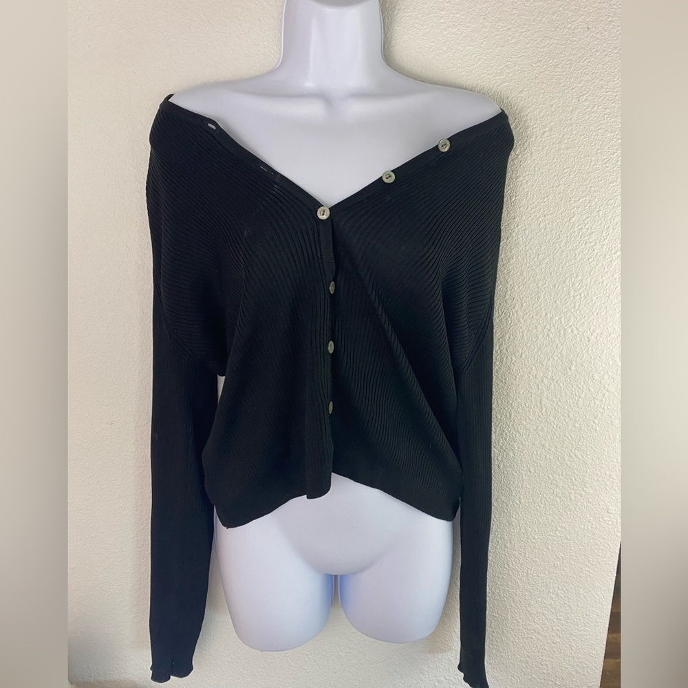 Banana republic silk ribbed mother of pearl button cardigan